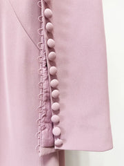 Pink Diamond Shoulder Buttoned V-Neck Maxi Dress