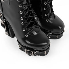 Chunky Heel Spiked Platform Boots