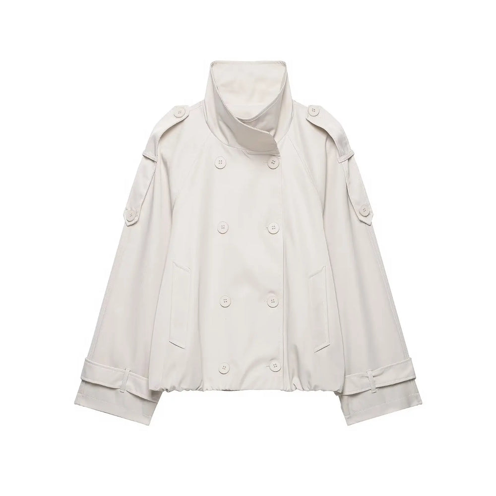 Double Breasted High Neck Coat