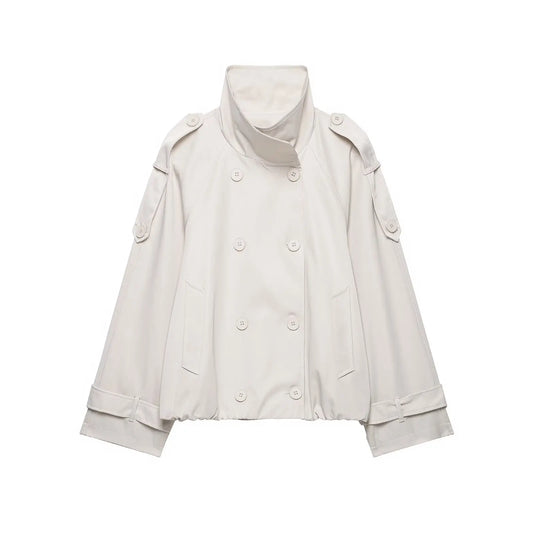 Double Breasted High Neck Coat