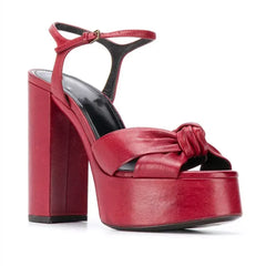 Velvet Knot Platform Slingback Heels