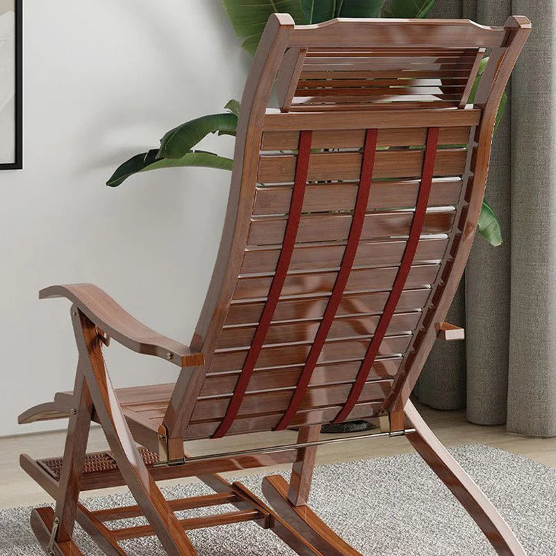 Recliner Bamboo Rocking Chair Relaxing Armrest Folding Bed 