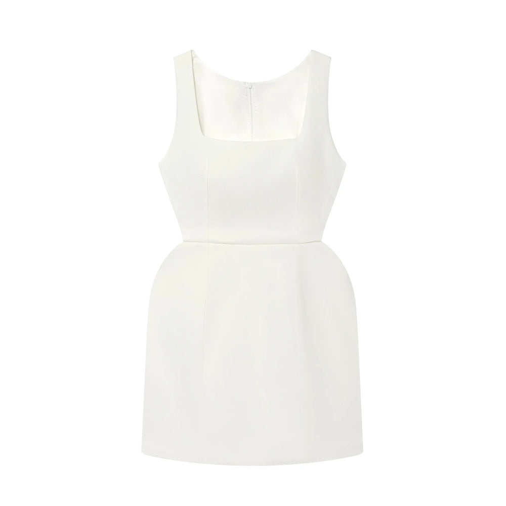 White sleeveless dress on a white background