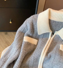 Grey Cashmere Single Breasted Cozy Sweater 