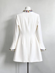 Crystal Embellished Stand Neck Mini Dress