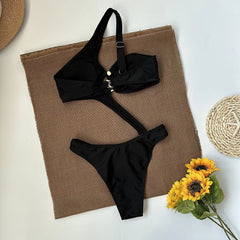 One Piece Swimsuit with Gold-Tone Hardware