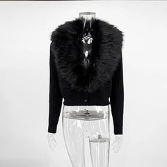 Faux Fur Trimmed Cardigan