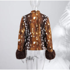 Faux Fur Spotted Print Jacket