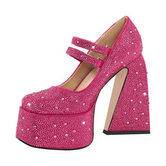 Rhinestone Platform Mary Jane Heels