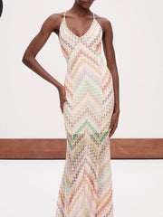 Rainbow Chevron Knit Maxi Dress