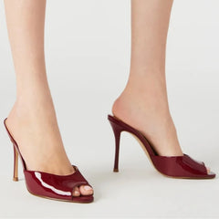 Peep Toe Stiletto Heel Mules