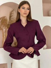 Diagonal Button Peplum Blazer