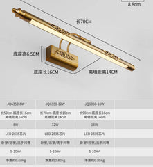 Gold fixture with dimensions and specifications on a gray background