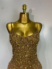 Rhinestone Sheer Bodycon Mini Dress