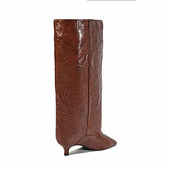 Kitten Heel Crocodile Pattern Boots