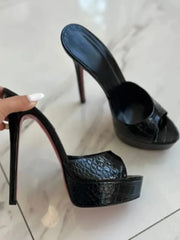Platform Stiletto Open-Toe Mules