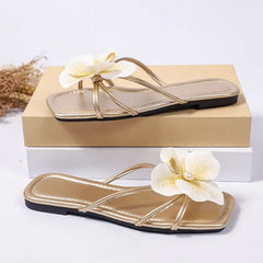 Floral Square Toe Slides
