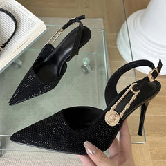 Pointed Toe Buckle Strap Stripper Shoes