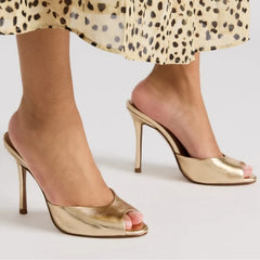Peep Toe Stiletto Heel Mules