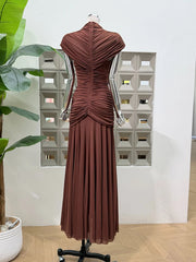 Ruched Cutout High Neck Maxi Dress