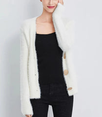 Golden Button Single Breasted Woolen Cardigans Sweater