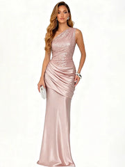 One Shoulder Sequin Maxi Dress