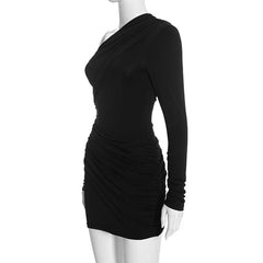 One-Shoulder Ruched Detail Mini Dress