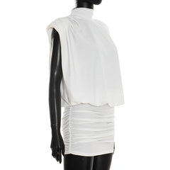 Sleeveless Hollow Out Back Turtleneck Mini Dress