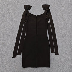 Rhinestone Embellished Bow Strap Mini Dress