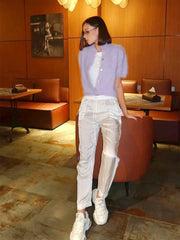 Mock Neck Puff Sleeve Fuzzy Top