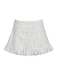 A-line Mini Skirt Lace Patchwork Solid White Streetwear For Girls