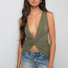 Twist V-Neck Sleeveless Tank Top