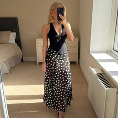 Polka Dot Halter Neck Maxi Dress