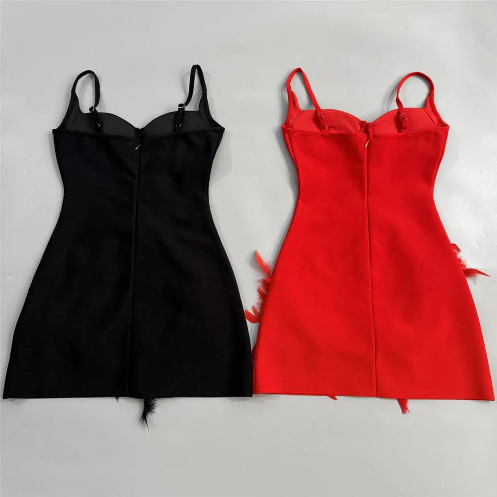 Black mini dress front detail