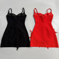 Black mini dress front detail