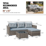 3PCS Outdoor Wicker Rattan Sofa with Cushion Tempered Glass Table