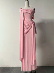 Tie Up Off-Shoulder Draped Gown