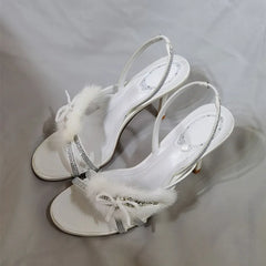 Faux Fur Bow Stiletto Heels