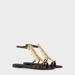 Fishbone Embellished Flat Sandals