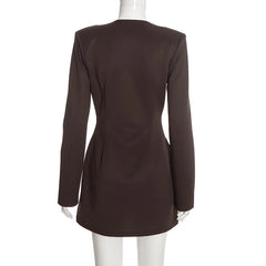 Lace Trim V-Neck Blazer Mini Dress