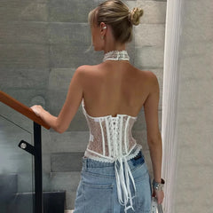 Halter Lace Corset Crop Top