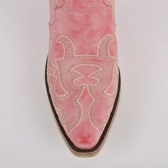Knee High Embroidery Western Cowgirl Boots