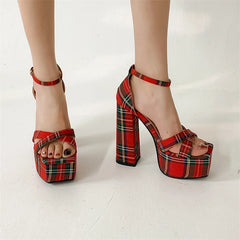 Floral Print Platform Block Heel Sandals