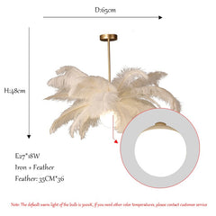 LED Ostrich Bird Feather Chandelier For Living Room