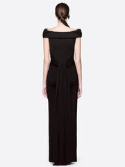 Draped Fold Detail Cap Sleeve Maxi Dress