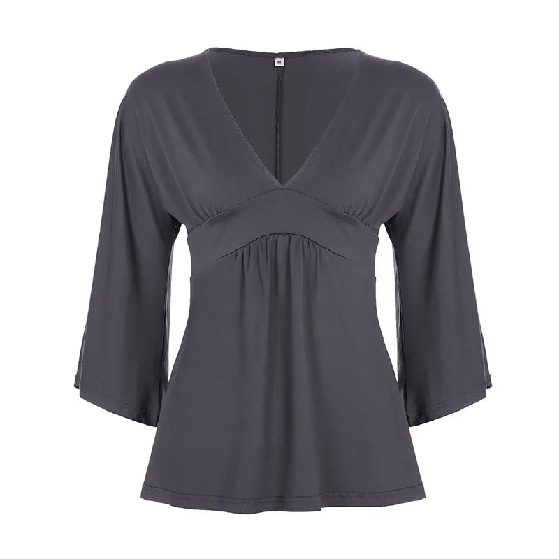Gray long-sleeve top on a white background