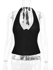 Plunge Halter Corset Top
