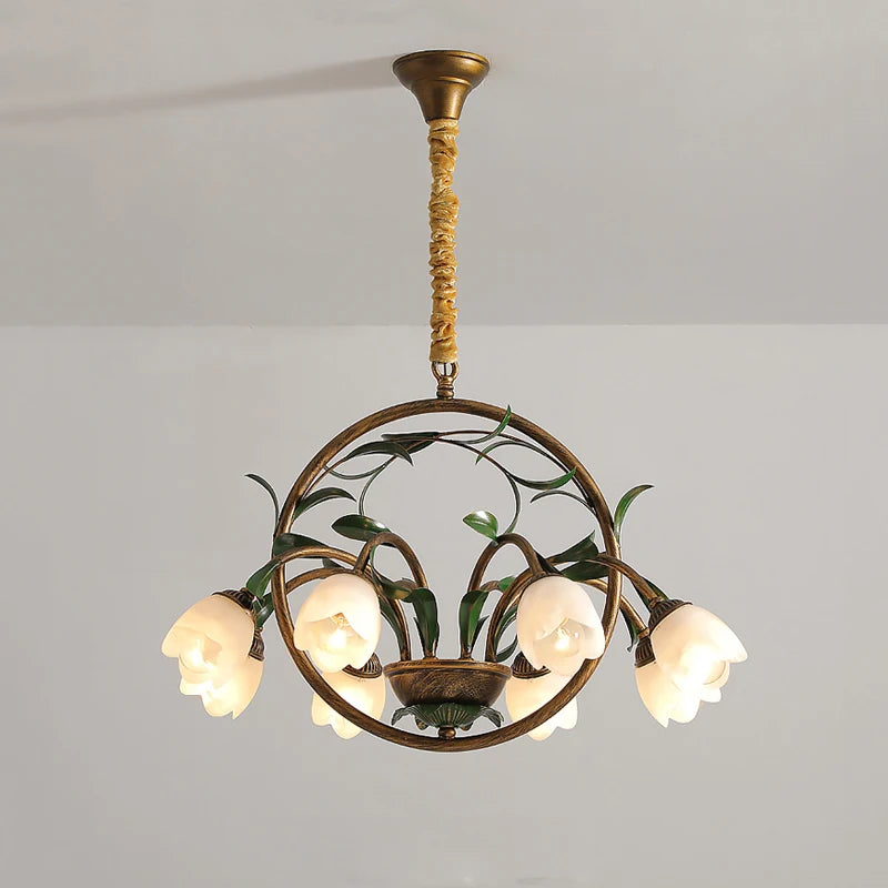 Pastoral Small Flower Glass Ceiling Light