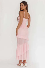 Rose Embellished Ruffle Maxi Dress