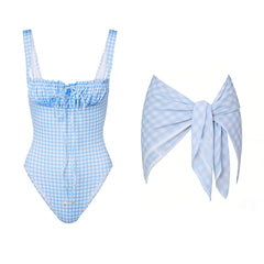 Gingham Bikini and Skirt Beachwear Set